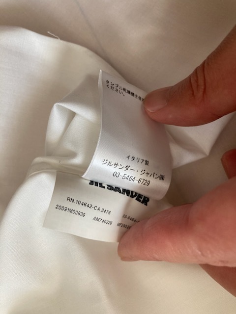 ジルサンダー JIL SANDER Jil Sander 未使用品(自宅保管) 定価4万円位 高級ドレスストレッチシャツ 37(XS-S位) 白 イタリア製 jil sander _画像6