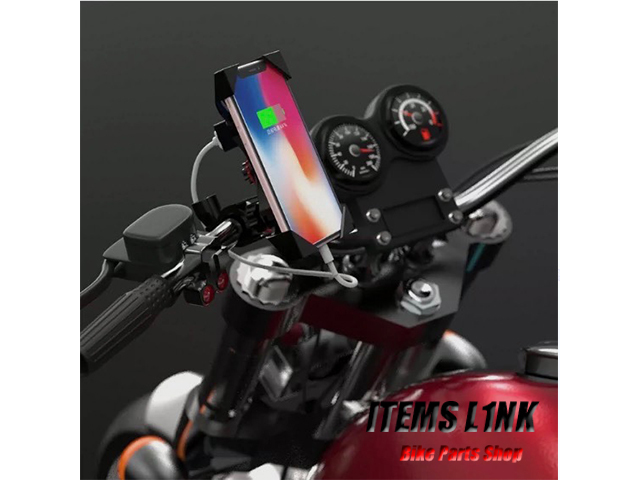 送料安！LK5-2 USB付 スマホホルダー W400 W650 W800 バルカン エリミネーター/250/400/750 ヴェルシス VERSYS-X 250 650 1000 Z1000J 汎用_取付例・DC１２Vのバイクなら何でもOK！