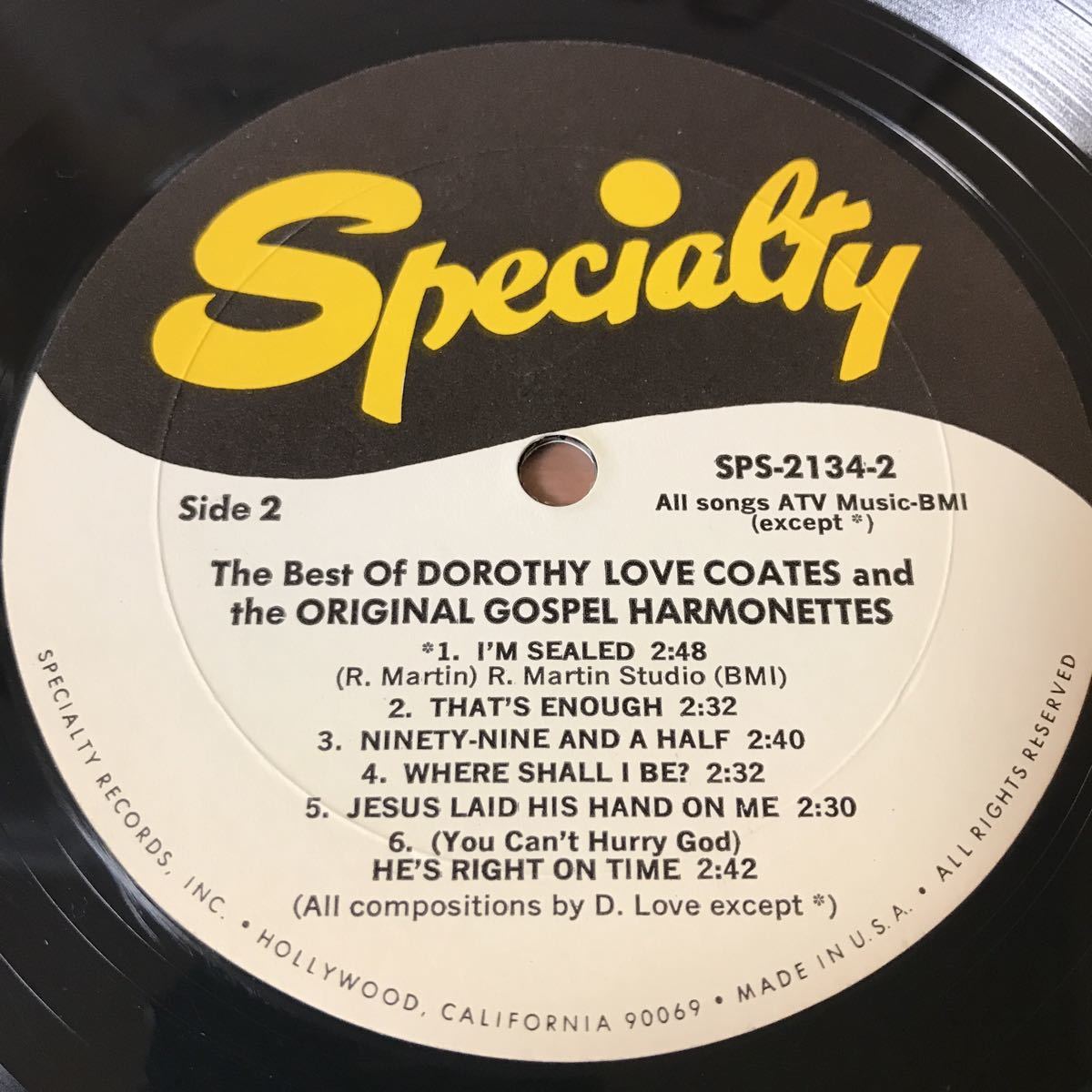 LP. Dorothy Love Coates And The Original Gospel Harmonettes Vol. 1 USオリジナル_画像4