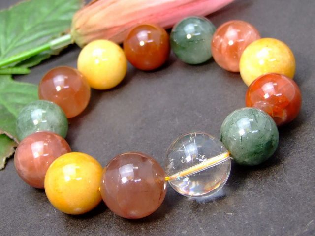 【5%OFF】 福禄寿ルチルクォーツ パワーストーン 57082 虹入り 天然石 17~19mm 送料無料 ミックスルチルクォーツ 内径18cm ブレスレット AAA 数珠 【5%OFF】 福禄寿ルチルクォーツ パワーストーン 57082 虹入り 天然石 17~19mm 送料無料 ミックスルチルクォーツ 内径18cm ブレスレット AAA 数珠