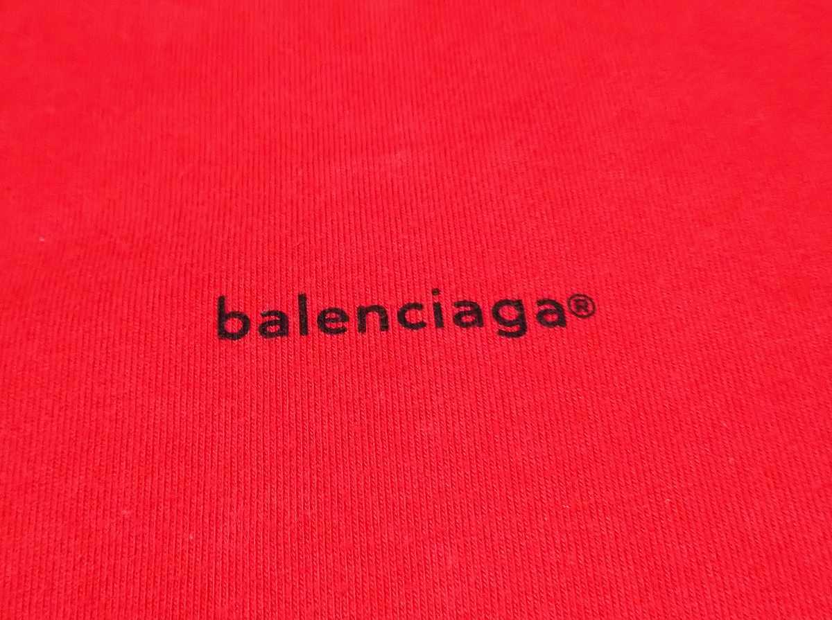バレンシアガ 半袖カットソー ワンポイントロゴ 赤 XS_画像3