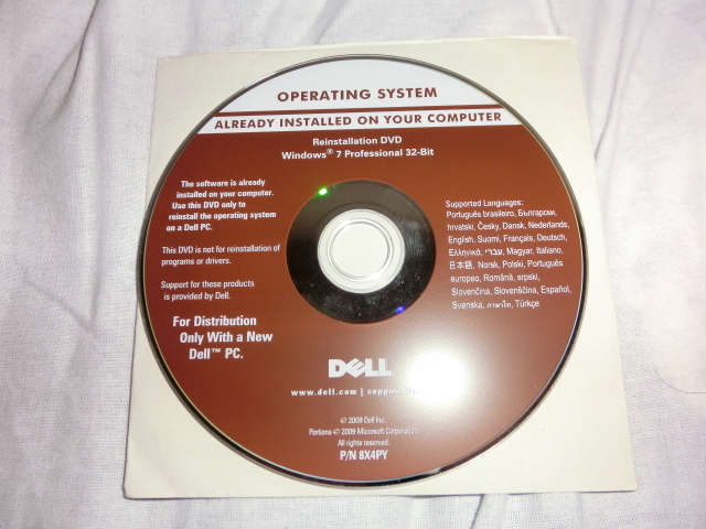 ★DELL Windows 7 Professional 32Bit 再インストール用 DVD★_画像1