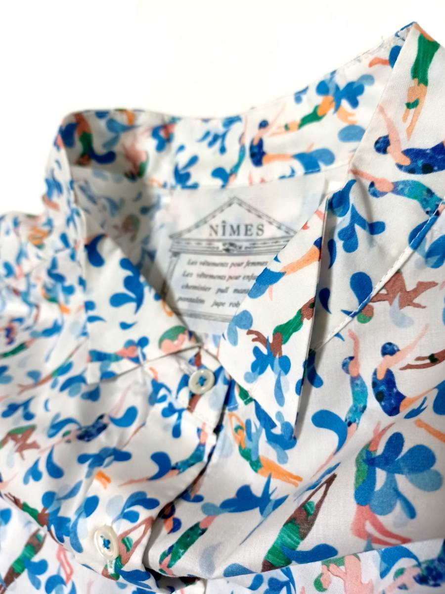  прекрасный товар NIMES Liberty Lido French рукав рубашка блуза плавание рисунок 