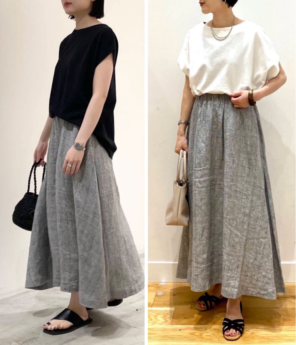 URBAN RESEARCH DOORS 購入 かぐれ リネンチェックスカート GRAY URBAN RESEARCH DOORS 購入 かぐれ リネンチェックスカート GRAY