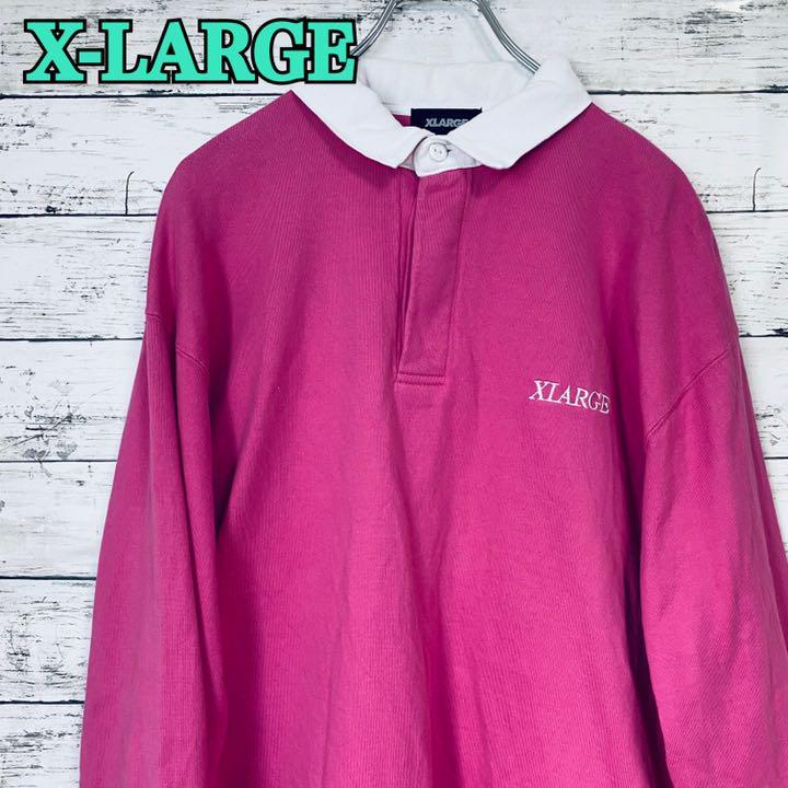 [ rare ]X-LARGE XLarge Rugger shirt embroidery Logo one Point Logo girl rare one point thing unisex hard-to-find Street 