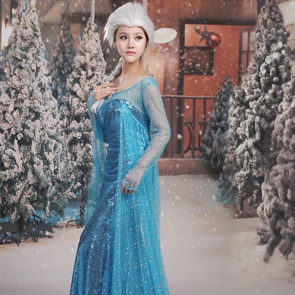 xd034ディズニー Frozen アナと雪の女王 エルサ Elsa プリンセス ワンピース ドレス ハロウィン コスプレ衣装_画像4