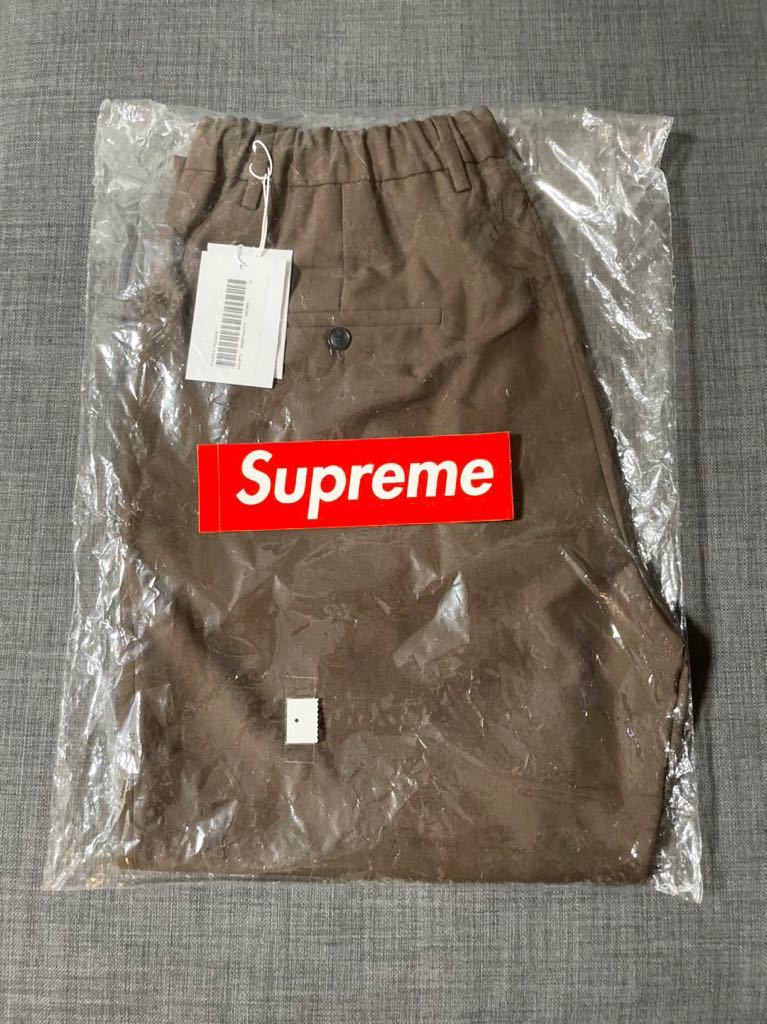 送料無料 34 ブラウン Supreme Pleated Trouser Brown シュプリーム プリーツ トラウザー スラックス パンツ 茶色 22SS 新品未使用 L_画像3