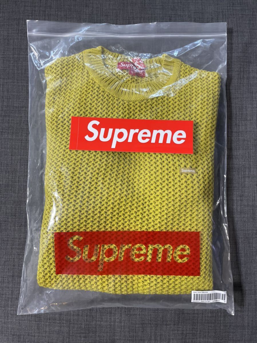 送料無料 M イエロー Supreme Open Knit Small Box Logo Sweater Acid 