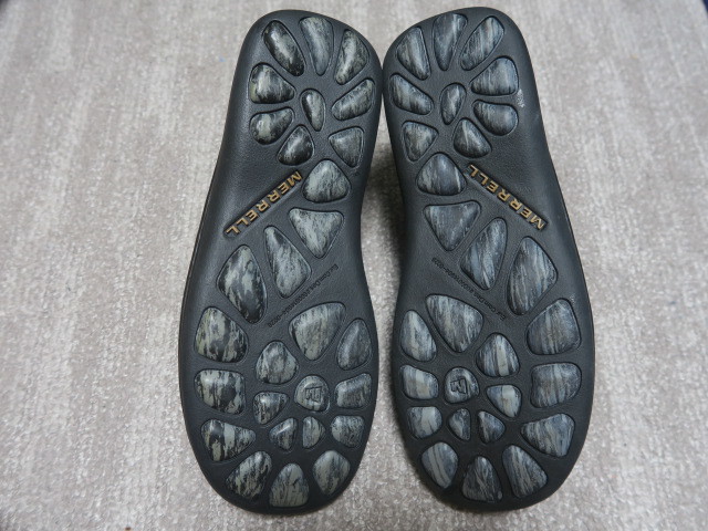 美品 MERRELL メレル メンズ US7.5 25.5cm程度 本革 レザー 黒色 カジュアル シューズ ビブラムソール アウトドア 革靴 _画像8