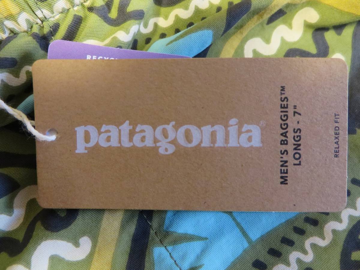 全国送料無料 PATAGONIA パタゴニア バギーズ ロング 7インチ BAGGIES LONGS-7 IN MPAG MANGROVE TIKI:PALO GREEN 58034 新品未使用 即決