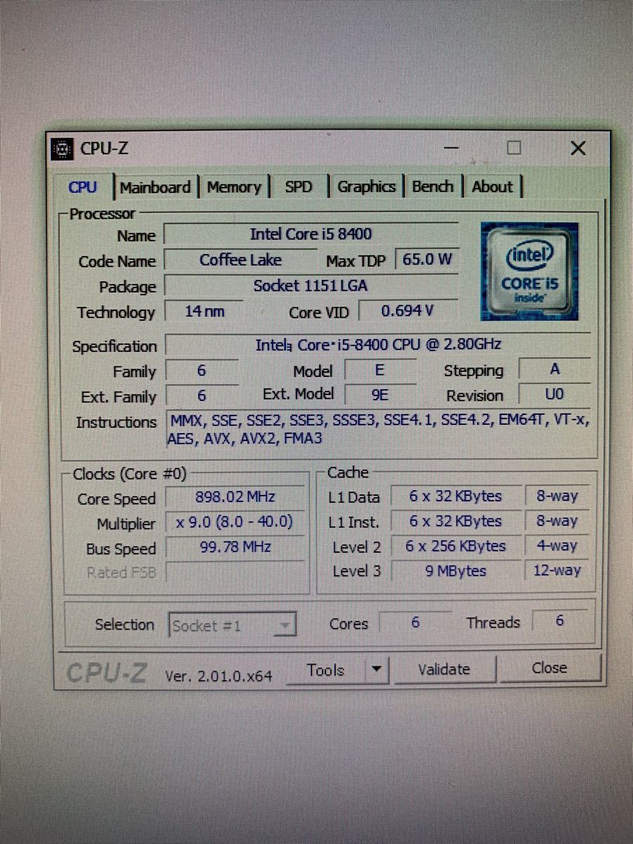 10744円 【35％OFF】 CPU intel core i5 8400 値下げしました