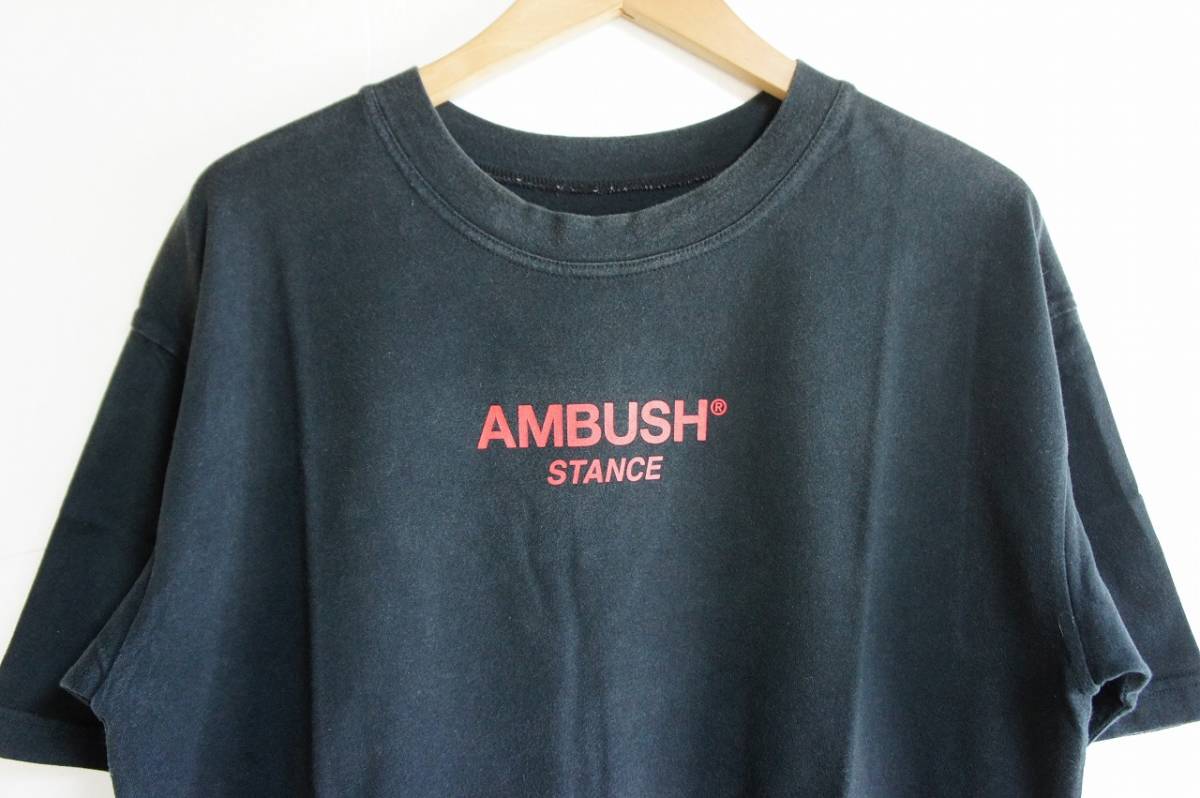 正規 AMBUSH アンブッシュ STANCE TEE スタンス プリント ロゴ Tシャツ 半袖 カットソー 1 AMBT-592 黒 本物 808M_画像2