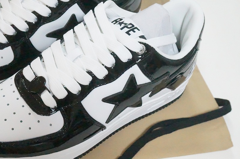新品 国内品 BAPE BAPESTA パテントレザー BLACK US9/27cm /エイプ
