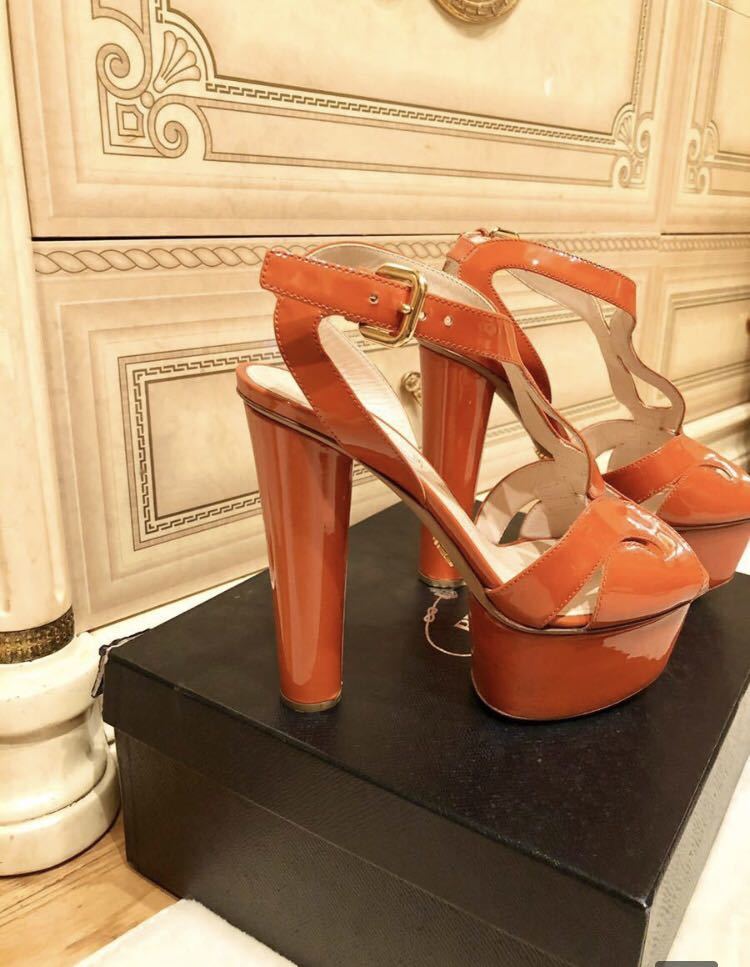 PRADAプラダ 本革サンダル15cm美脚37パンプス レディースファッション ...