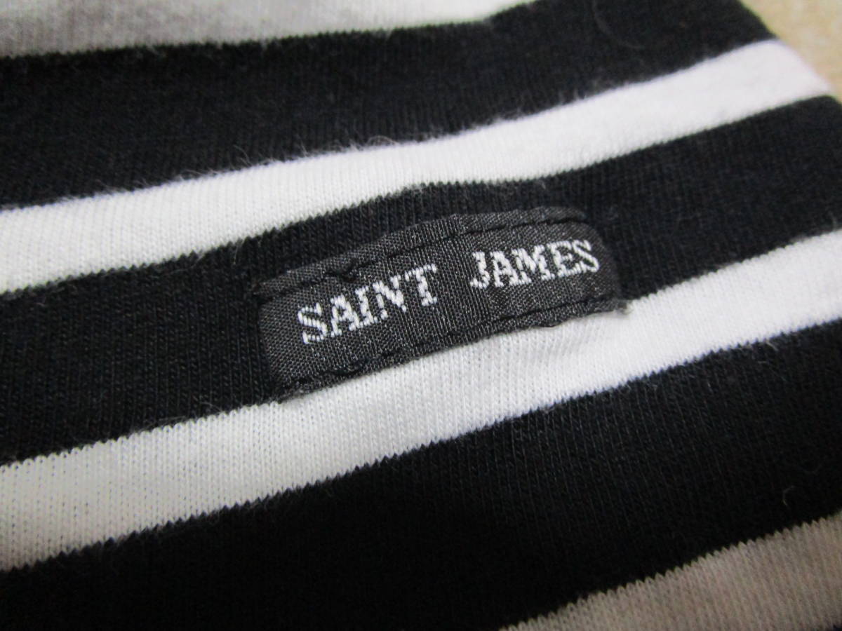  France made! excellent prompt decision!SAINT JAMES St. James short sleeves thin cotton white × black border pattern T-shirt size F 4~5 degree inscription tag cut taking . loss 
