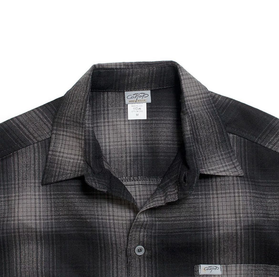 新品 CALTOP キャルトップ 半袖チェックシャツ ブラックチャコール XL
