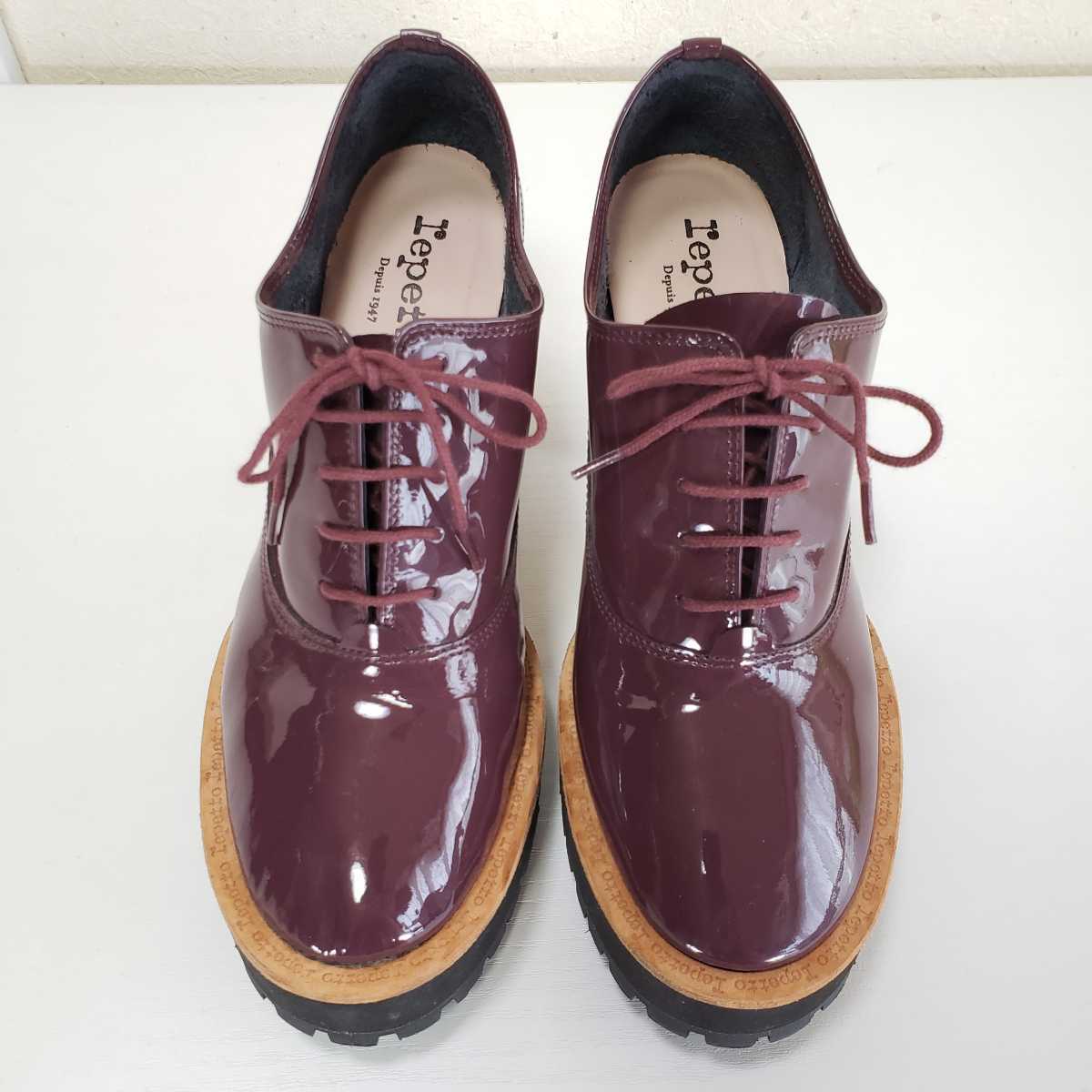 美品◇repetto レペット IVAN パテントレザー レースアップ ブーティ