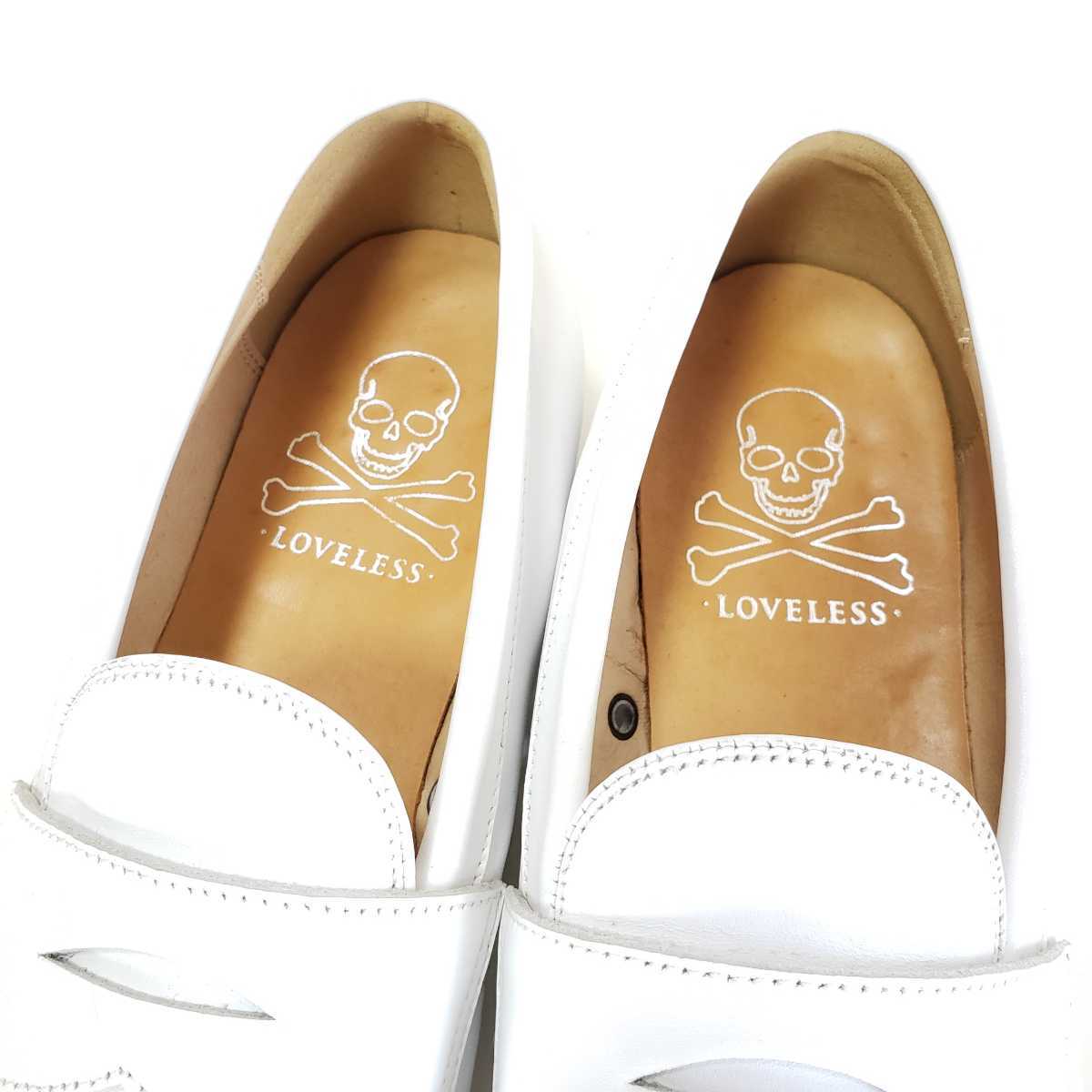  beautiful goods *LOVELESS Loveless cow leather leather coin Loafer / slip-on shoes / deck shoes (2#25.5~26cm rank ) white / white 
