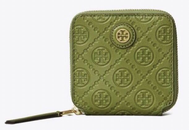 トリーバーチ Tory Burch Tモノグラム レザー 二つ折り財布 ミニ財布 キャンバス レディース ジャカード バイフォールド 新品未使用 