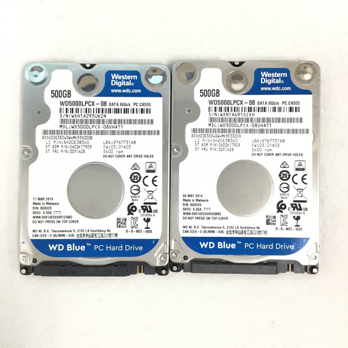 S40803108 WD 500GB SATA HDD 2.5インチ 厚み約7㎜ 2点【中古動作品】_見本