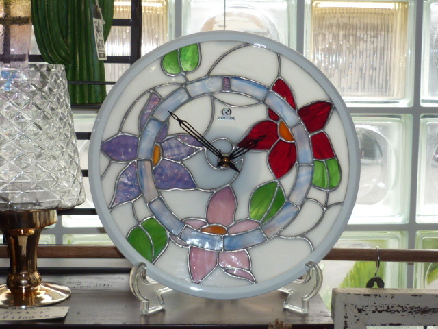 送料無料 時の芸術品☆ステンドグラス時計・リズム時計工業/日本製