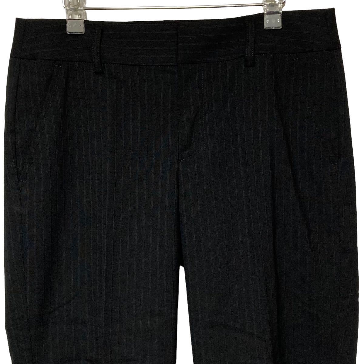 H0273 COMME CA DU MODE Comme Ca Du Mode pants black stripe size 7 wool 96% lady's bottoms 
