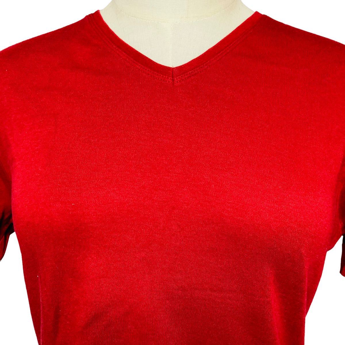 H0391　㈱西友　半袖Tシャツ　Vネック　綿100％　ルビーレッド　サイズLL　大きい_画像6