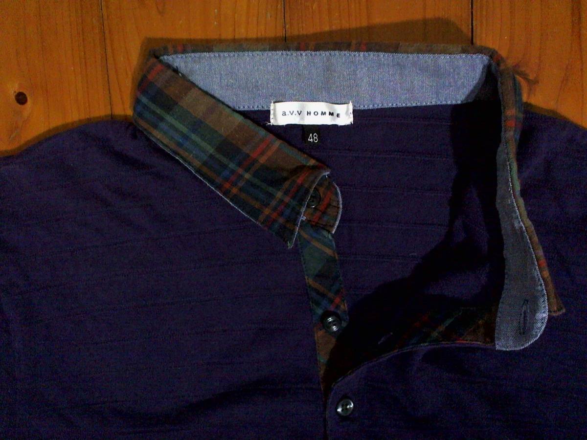 * defect have *ave-ve-*A.V.V HOMME* polo-shirt with short sleeves half button 48 purple 