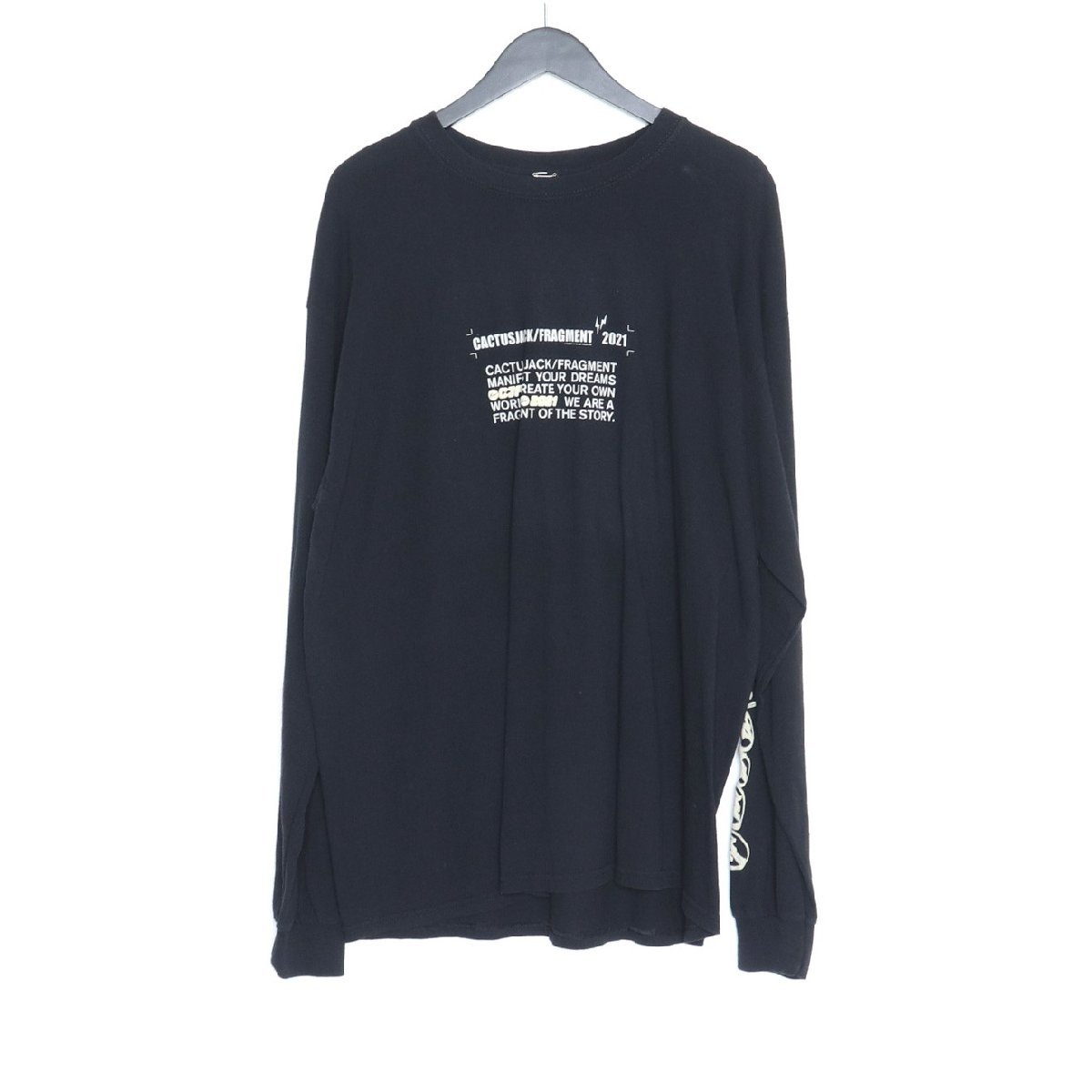 未使用 カクタスジャック CACTUS JACK FOR FRAGMENT LOGO L/S TEE Lサイズ ブラック フラグメントロゴ長袖Tシャツ カットソー