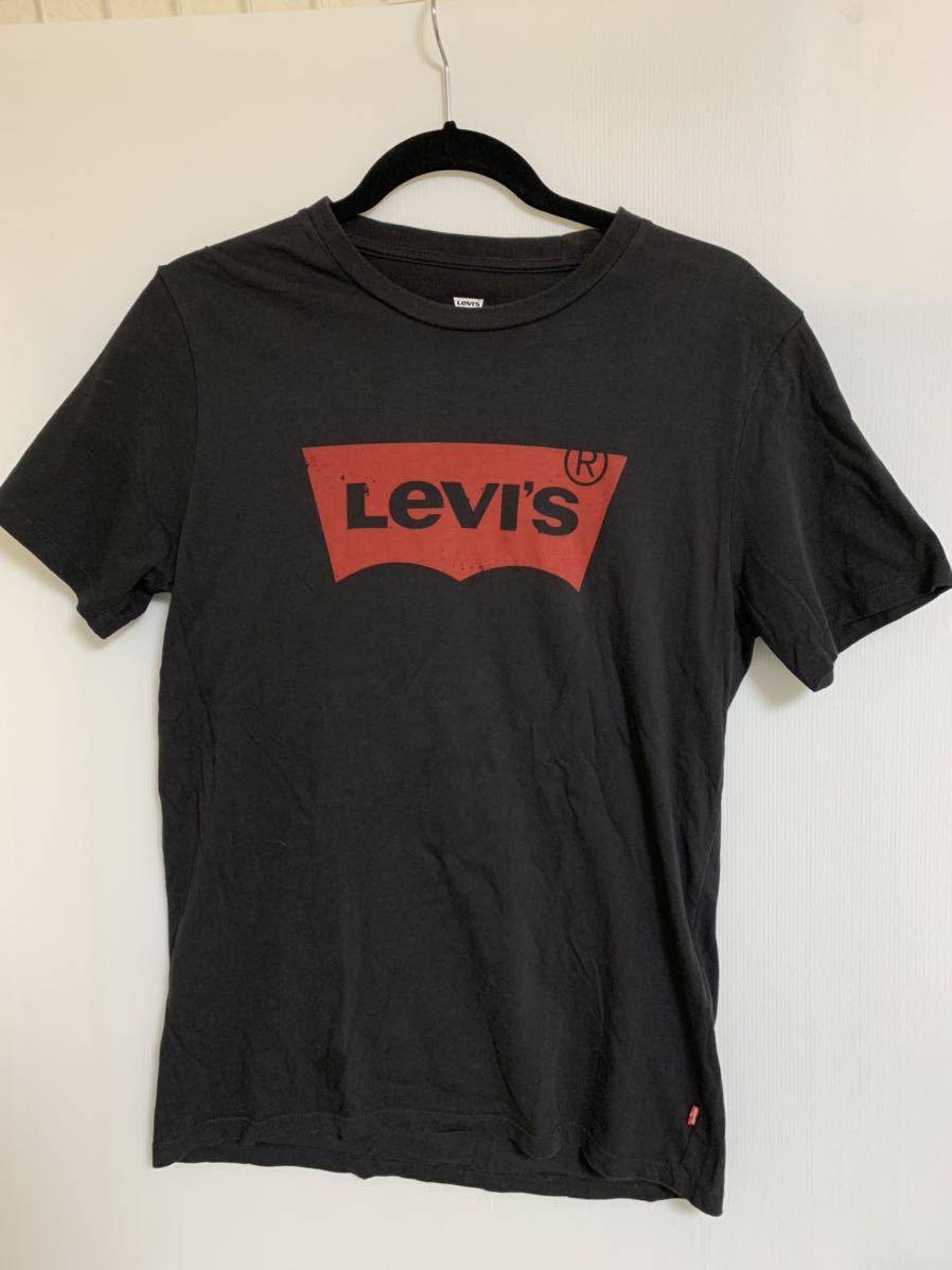 即決/LEVI'Sリーバイス ロゴプリントTシャツ/Sサイズ/ブラック/半袖/黒/T-shirt/USED_画像1