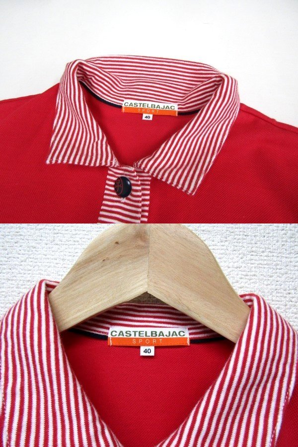 V1188:castelbajac sport Castelbajac sport short sleeves shirt / red /40 polo-shirt with short sleeves lady's :35