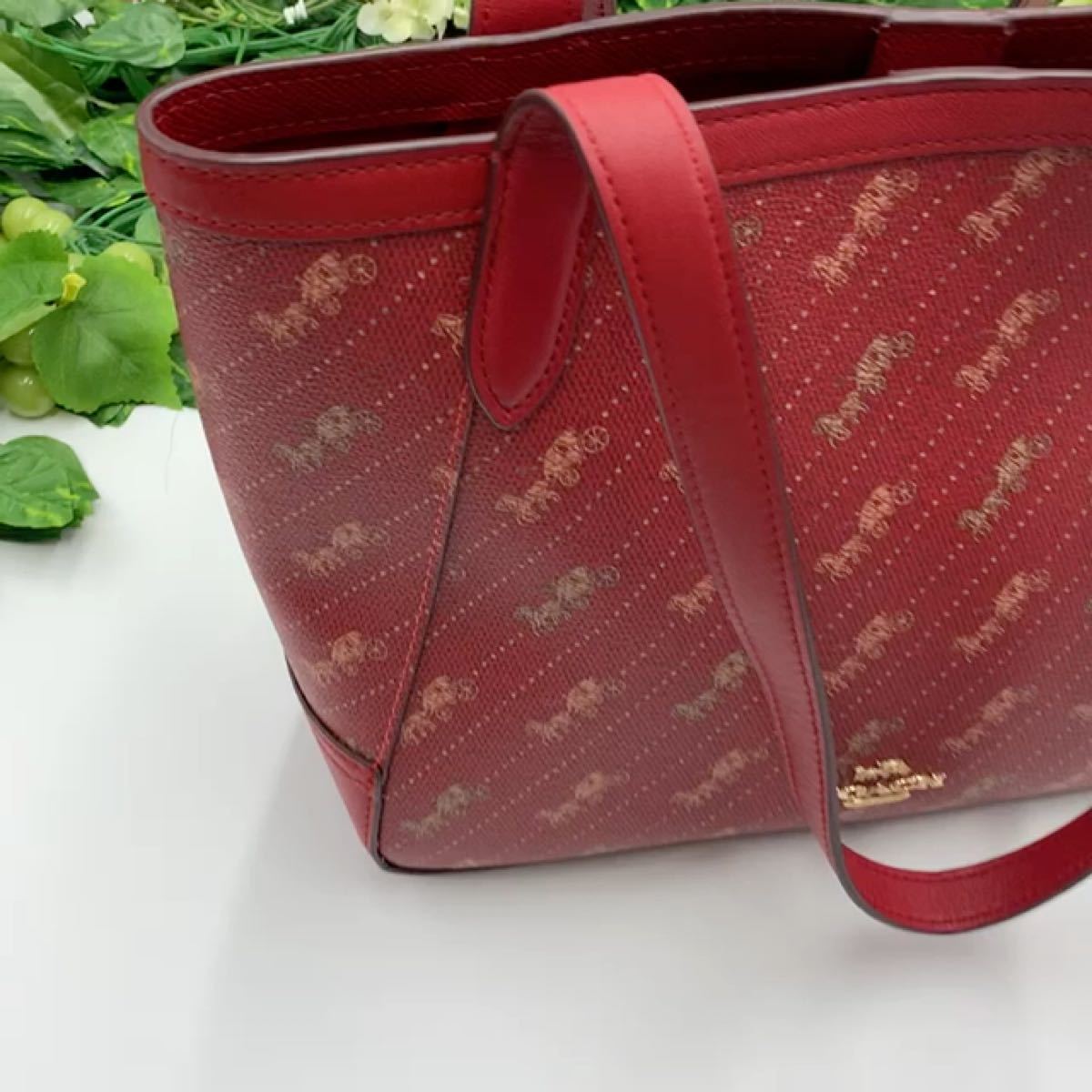 COACH コーチ ホースアンドキャリッジトート27 馬車 トートバッグ レッド 【極美品】