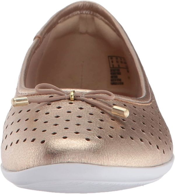 Clarks 25.5cm Flat sneakers slip-on shoes leather Gold metallic light weight espa dress Loafer boots pumps RRR60