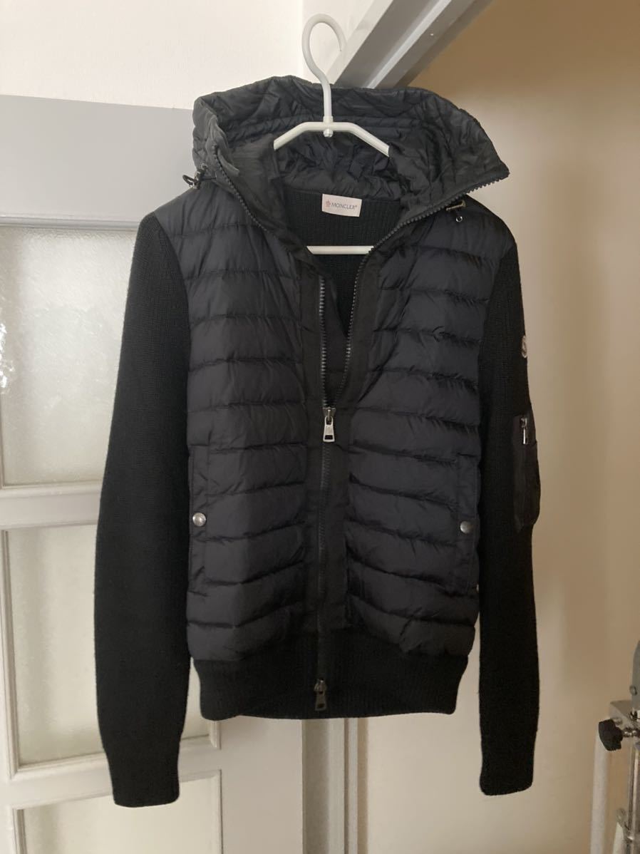 MONCLER モンクレール ダウン×ニットパーカー ブラックS カーディガン