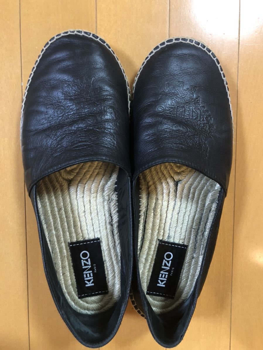 高い素材 美品 ケンゾー 虎 タイガー レザー エスパドリーユ モカシン スリッポン 42 ケンゾー