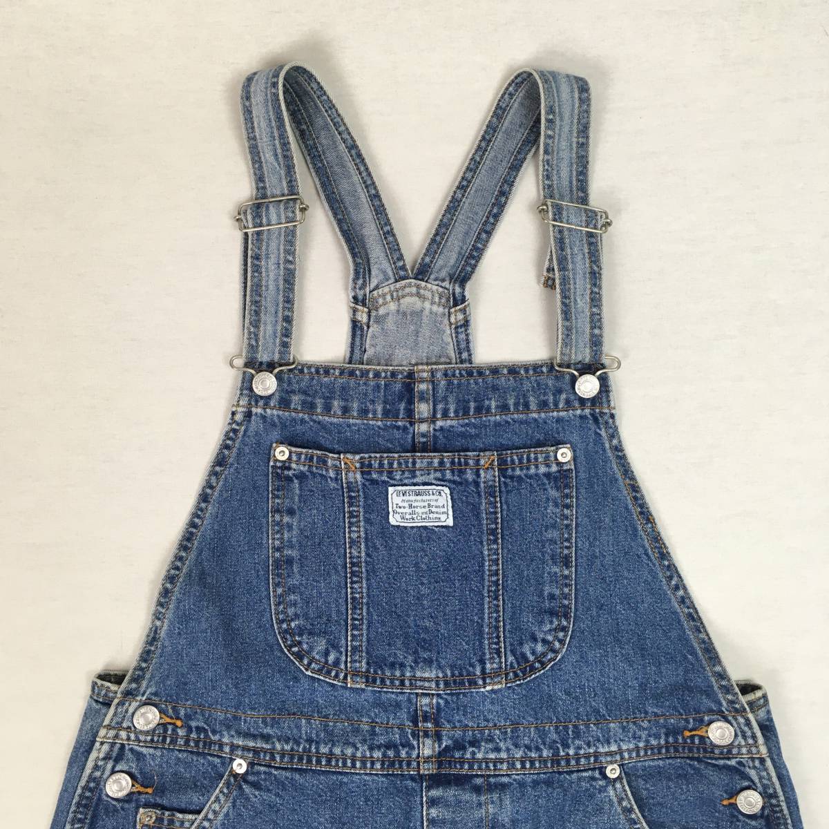 Levi's リーバイス 38947-1766 99年 デニム ショート オーバーオール Lサイズ 黒タブ ワーク_画像2