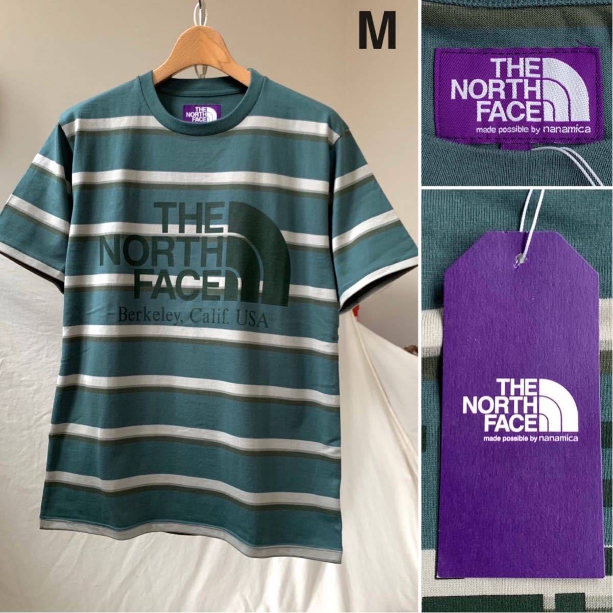 新品正規 2020AW ノースフェイスパープルレーベル ボーダー ビッグ ロゴ Tシャツ M 定1.54万 メンズ THE NORTH FACE PURPLE LABEL_画像1