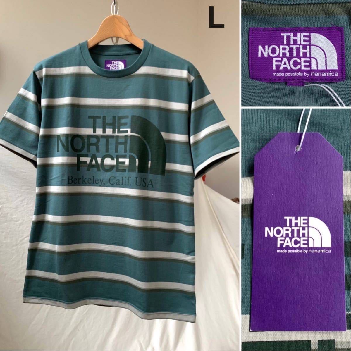 新品正規 2020AW ノースフェイスパープルレーベル ボーダー ビッグ ロゴ Tシャツ L 定1.54万 メンズ THE NORTH FACE PURPLE LABELの画像1