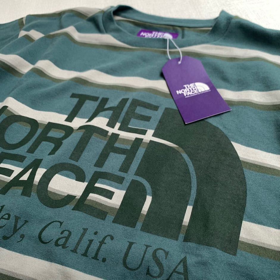 新品正規 2020AW ノースフェイスパープルレーベル ボーダー ビッグ ロゴ Tシャツ L 定1.54万 メンズ THE NORTH FACE PURPLE LABELの画像3