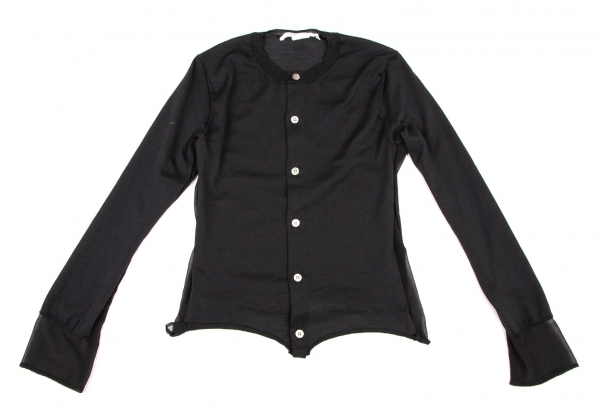  com com Comme des Garcons COMME des GARCONS poly- side mesh switch round color cardigan black S [ lady's ]