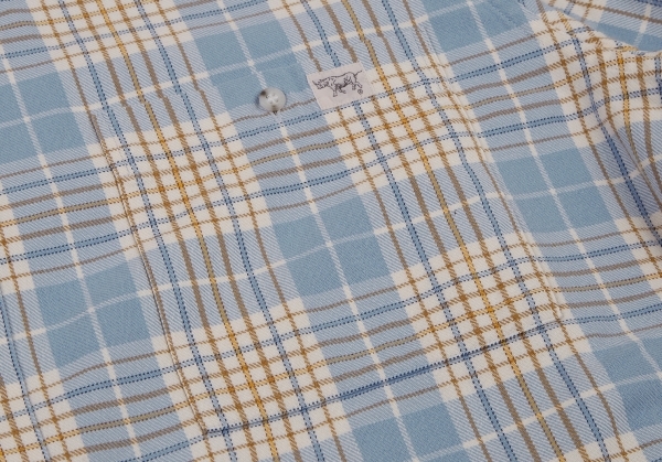 パパスPapas コットンオーバーチェックシャツ 水色50L 【メンズ】_画像9