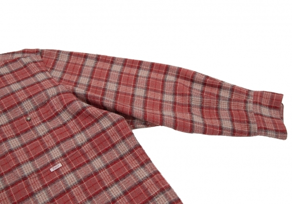 パパスPapas コットンポリフランネルオーバーチェックボタンダウンシャツ 赤50L 【メンズ】_画像7