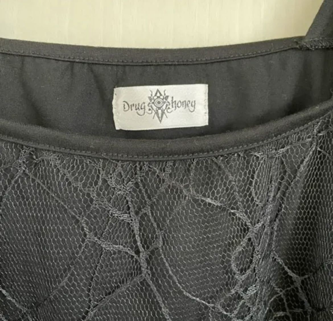 未使用ドラッグハニー黒Drug Honeyのカットソー オフショルダー 蜘蛛の巣 トップス カットソー ブラック_画像6
