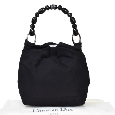 【中古】 クリスチャンディオール Christian Dior マリスパール ハンドバッグ ブラック ナイロン レザー 30MQ773 ファッション  ブランド別 かばん、バッグ