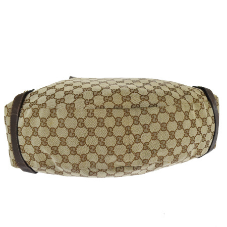 中美品 グッチ GUCCI ショルダーバッグ GG柄 ブラウン キャンバス