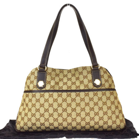 中美品 グッチ GUCCI ショルダーバッグ GG柄 ブラウン キャンバス