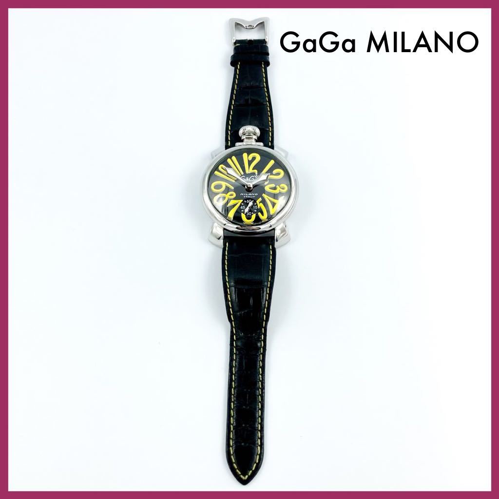 良品】ガガミラノ GaGa MILANO マヌアーレ48mm 14946 腕時計 ブラック