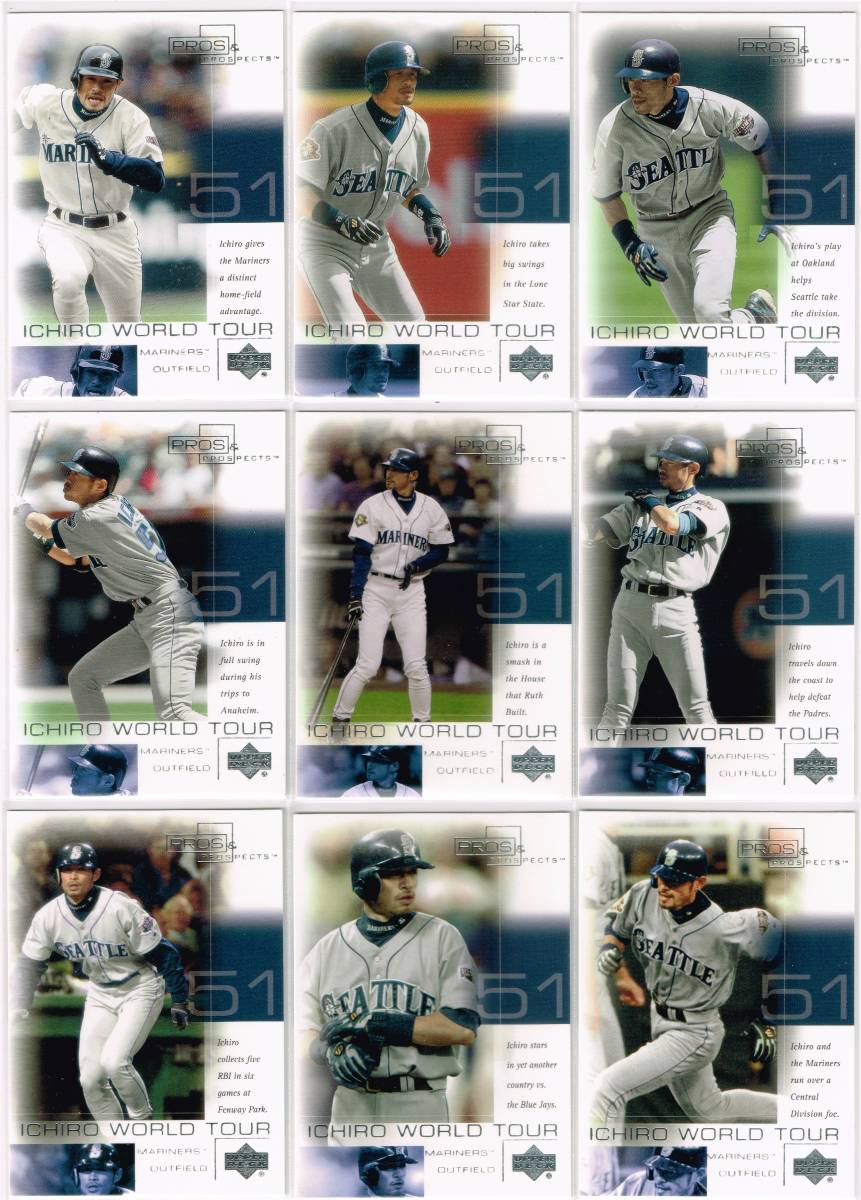 2001 MLB Upper Deck Pros & Prospects Ichiro World Tour 全15種 コンプリートセット UD アッパーデック イチロー ルーキー コンプ