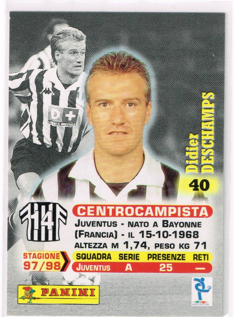 1999 PANINI Calcio #40 ユヴェントス ディディエ・デシャン Didier Deschamps パニーニ カルチョ セリエA_画像2