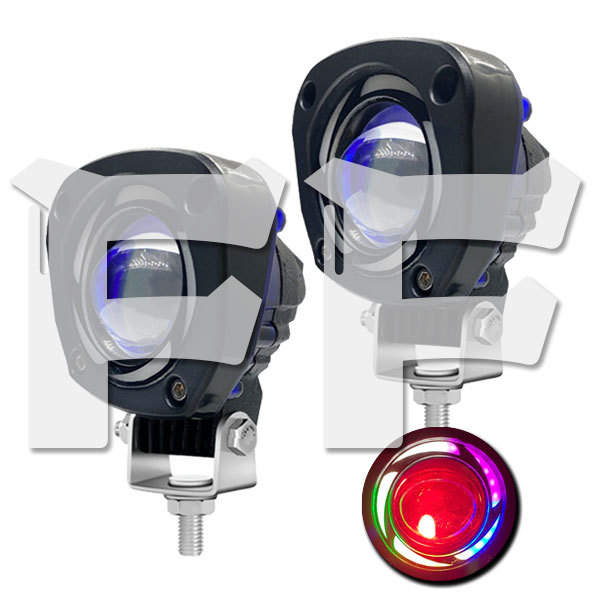 多彩 RGB ストロボ機能 LED ワークライト フォグランプ オートバイ SUV ATV ボート 警告灯 建設機械 12V/24V 2個_画像1